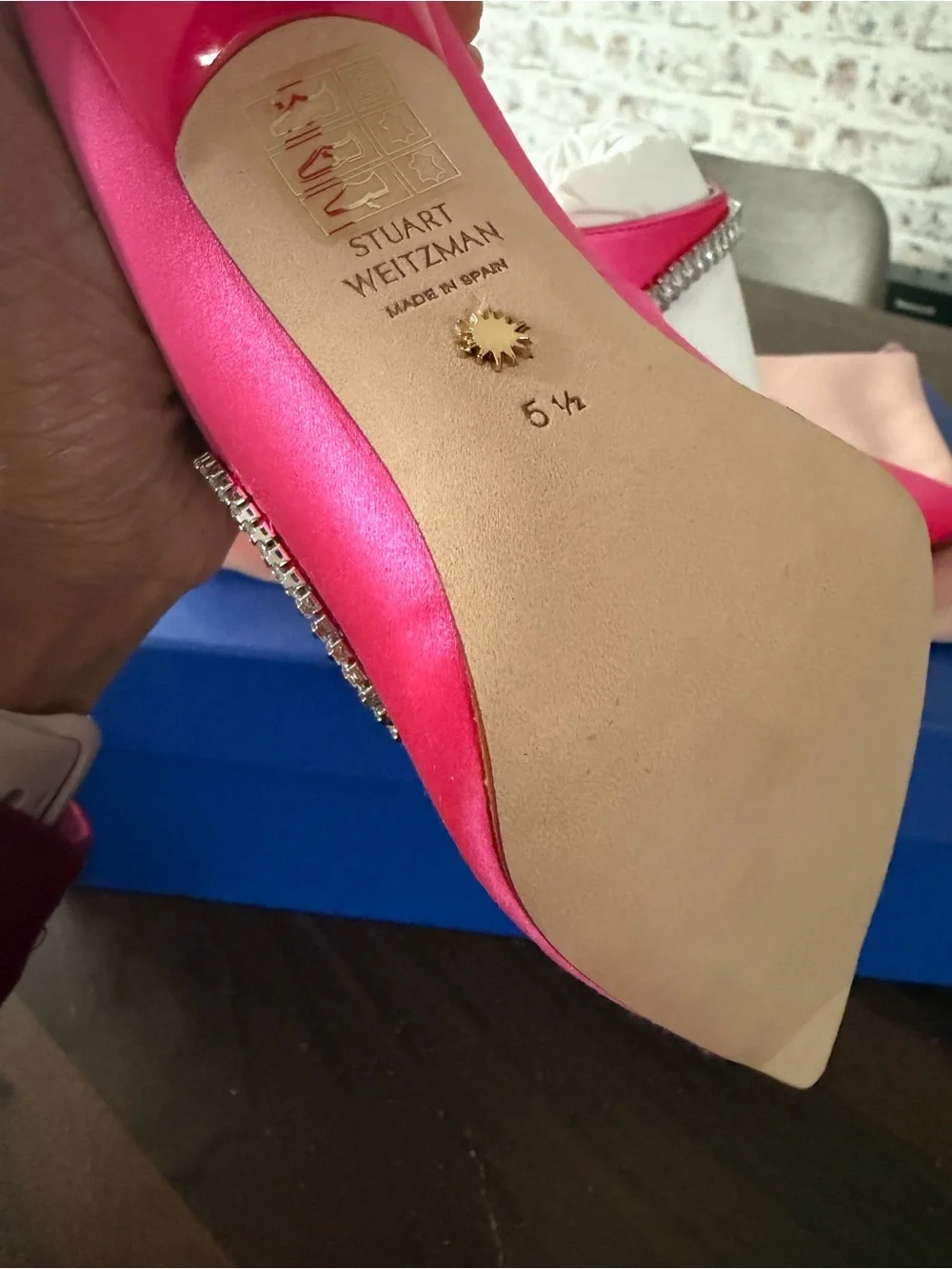 Stuart Weitzman satin mules